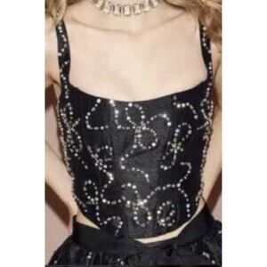 Love Shack Fancy Glorianna Diamond Pearl Embellished Corset Top Size 8
